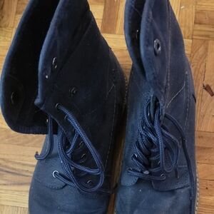 Womens  Navy Lace-Up Casual Boots